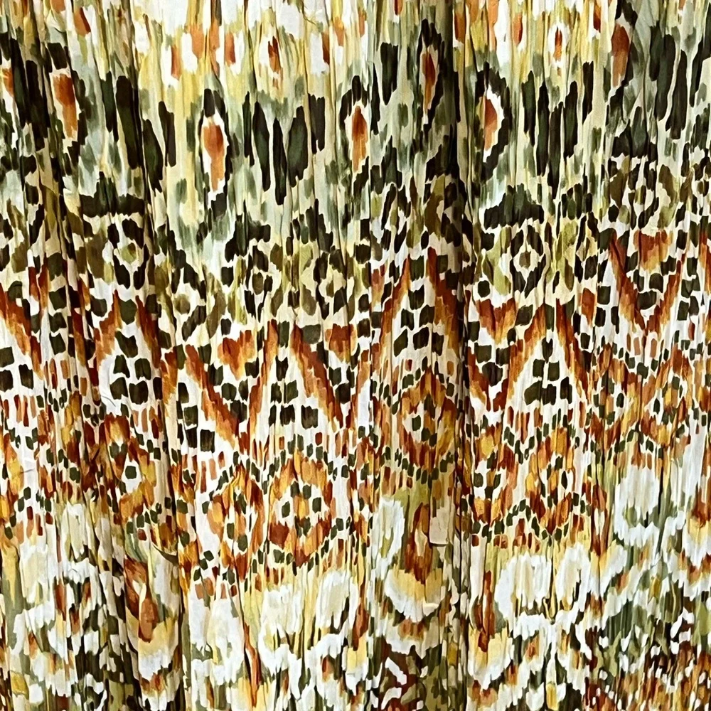 VINTAGE earthy tribal print long‎ maxi skirt elastic drawstring waist 90s y2k